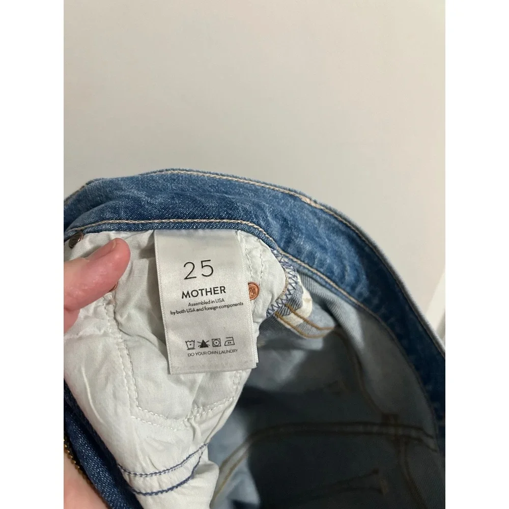 MOTHER Insider Crop Step‎ Fray Jeans Women Size 25 Light Distressed Cropped